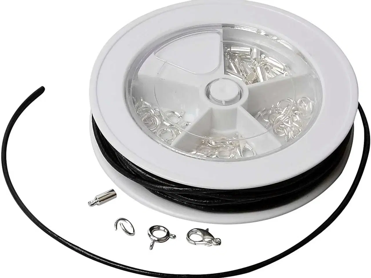 Billede 1 - Smykke Startsæt med Lædersnøre og Forsølvet Tilbehør