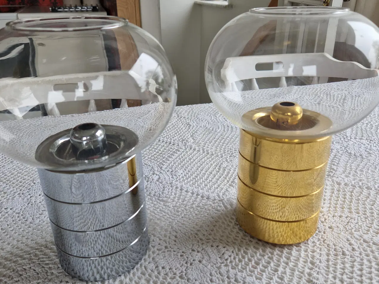 Billede 1 - Guld lampe og Chrome til starin lys