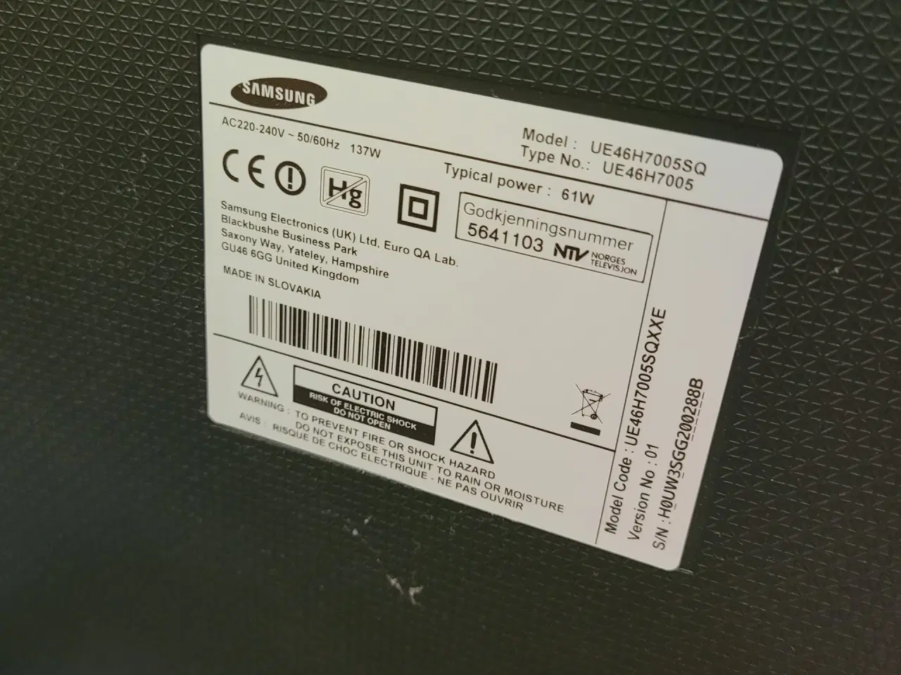 Billede 2 - Brugt 46 tommer LED Samsung tv med fjernbetjening 