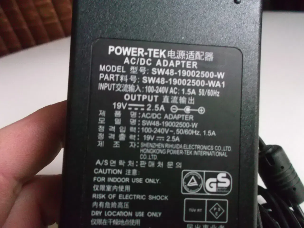 Billede 3 - POWER-TEK SW48-19002500-W AC/DC Adapter 19V 2.5A
