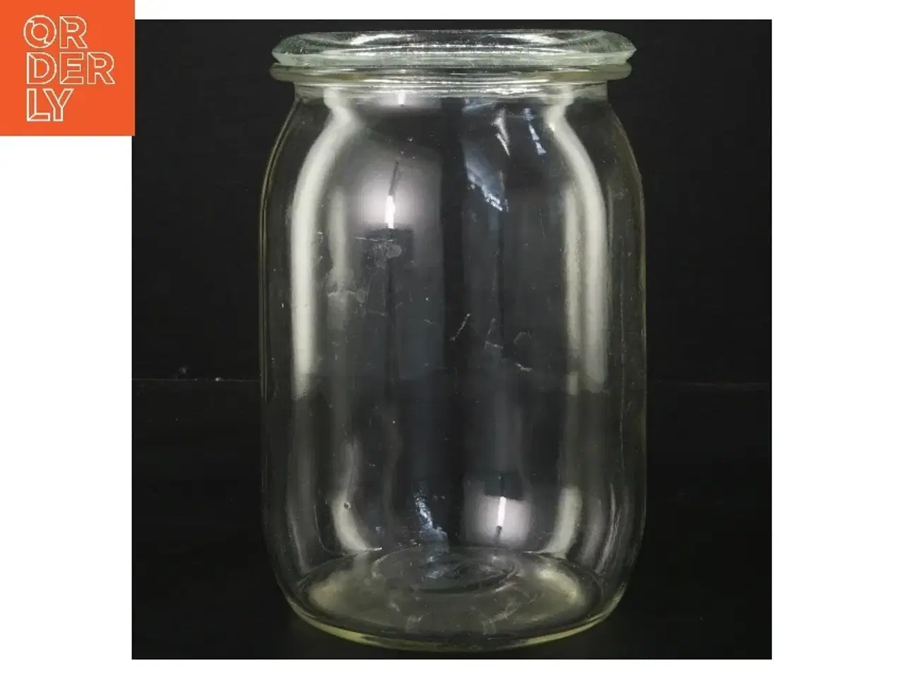 Billede 1 - Glaskrukke med låg fra Danaglas (str. Ø 11,5 cm længde 17,5 cm)
