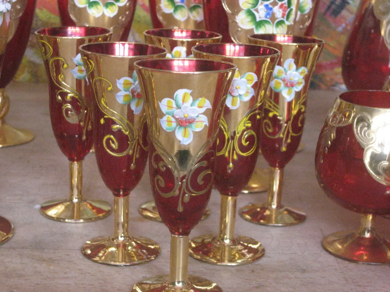Billede 4 - Bômiske håndcolorerede glas