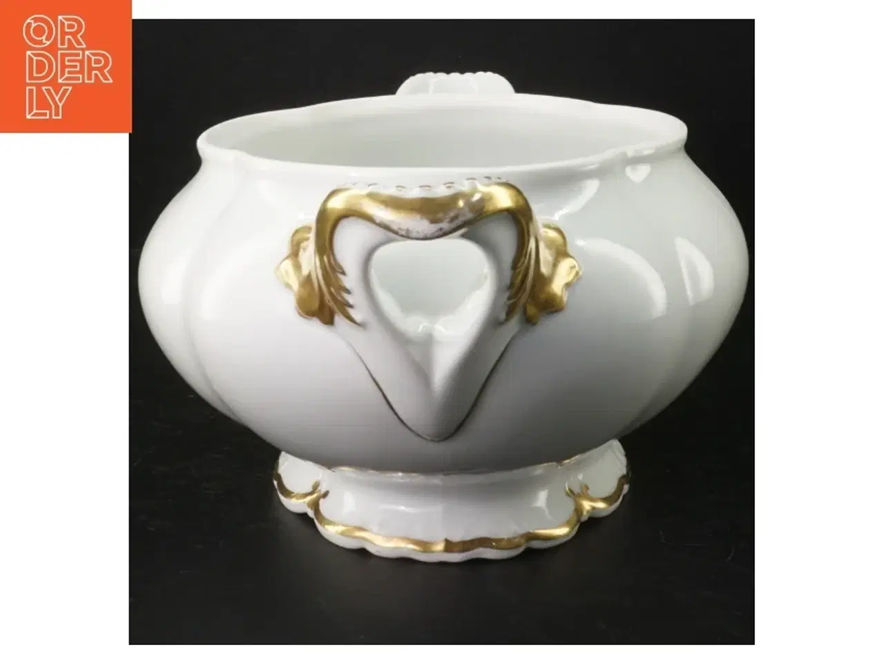Billede 4 - Porcelænssuppeterin med guldkant