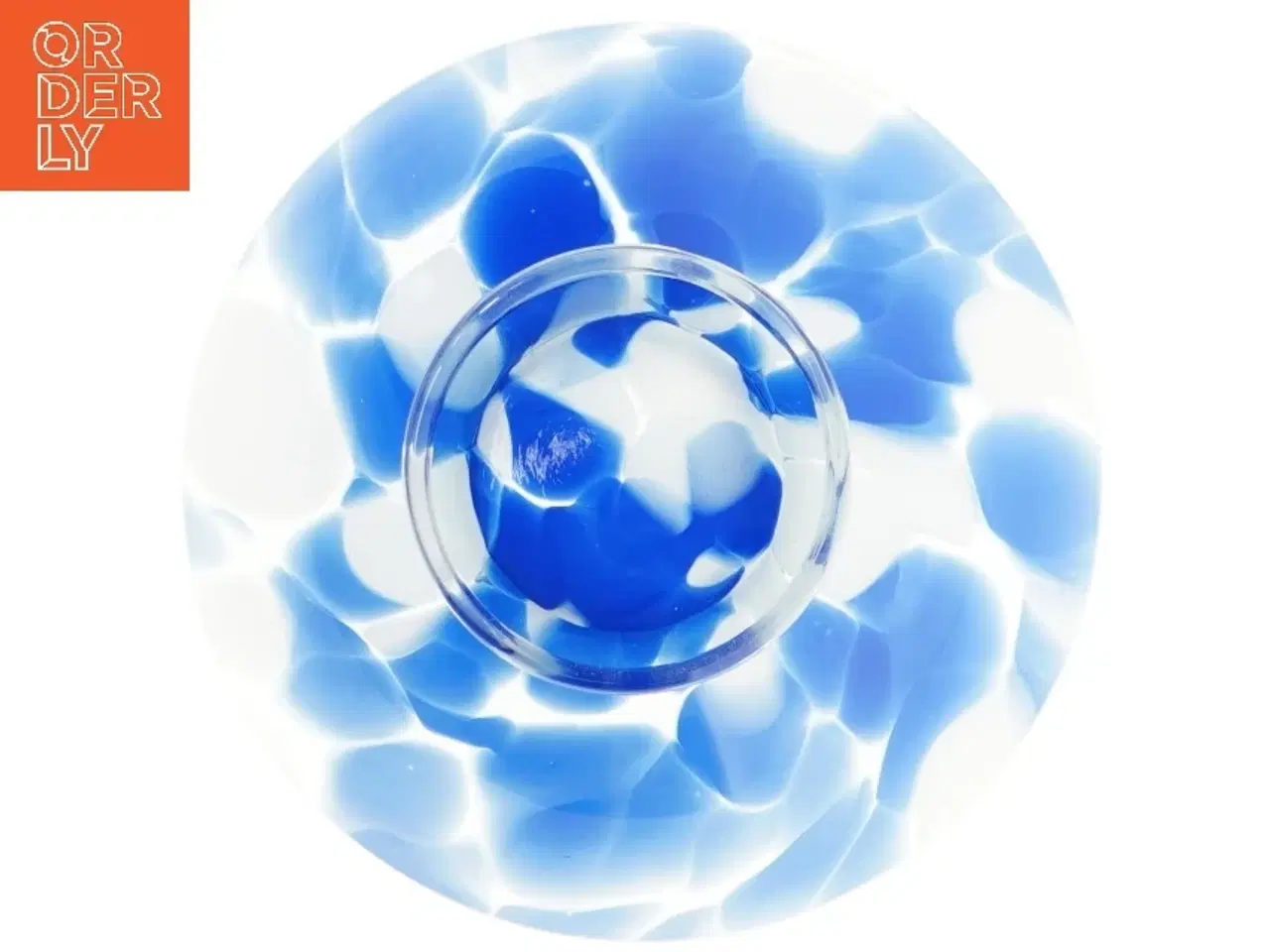 Billede 3 - Glasfad med blå-mønster (str. Ø 24,5 cm)