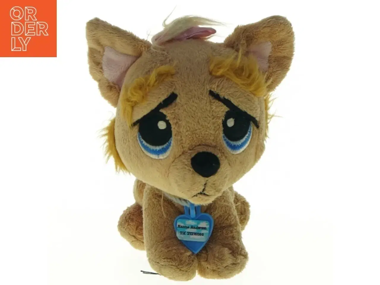 Billede 1 - Tøjdyr hund med halsbånd (str. 16 cm)