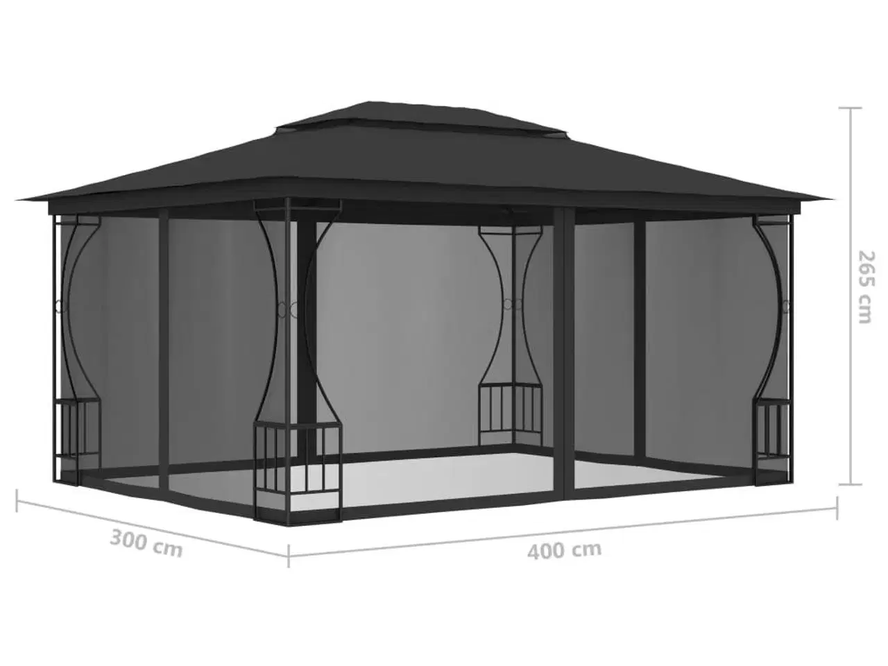 Billede 6 - Pavillon med net 300x400x265 cm antracitgrå