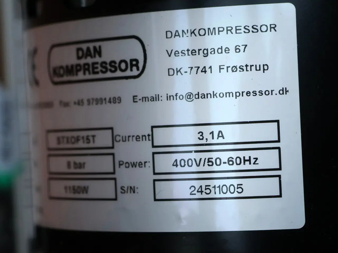 Billede 7 - Dan kompressor oliefri, 8bar, 400v ubrugt.