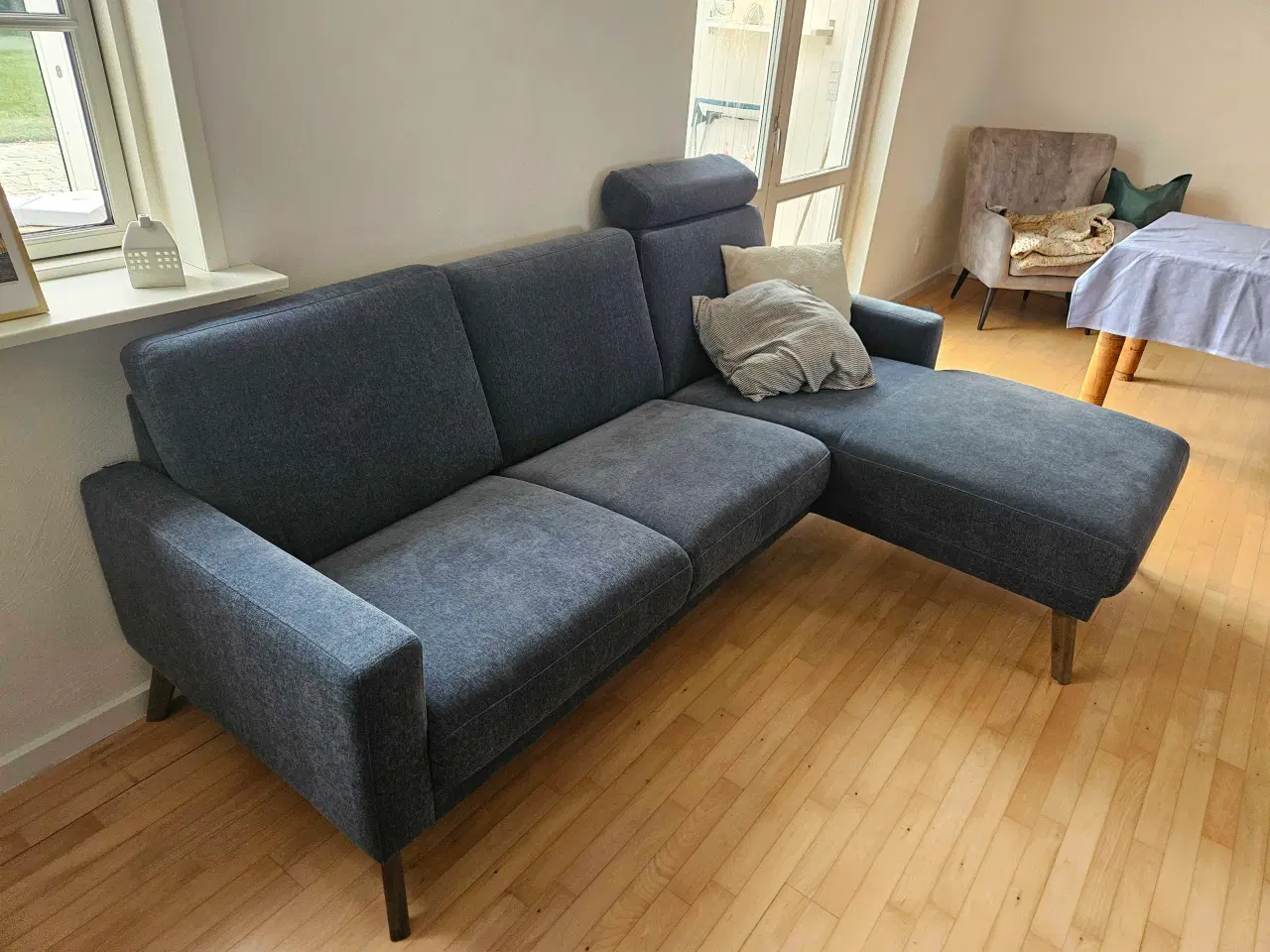 Billede 2 - Blå 3 personers sofa m. Chaiselong