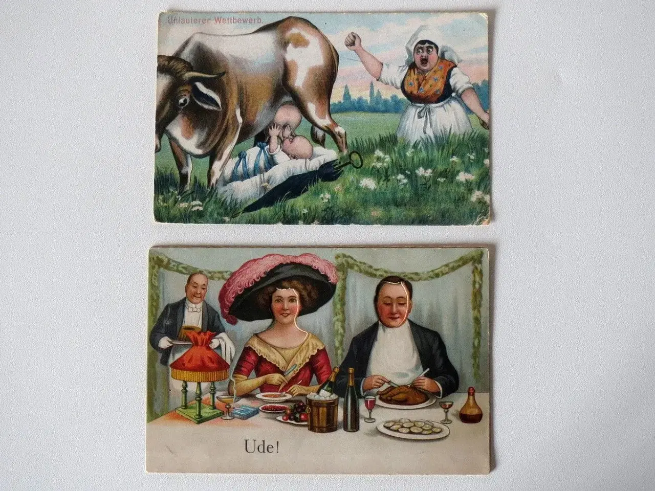 Billede 1 - Postkort, 2 sjove gamle postkort