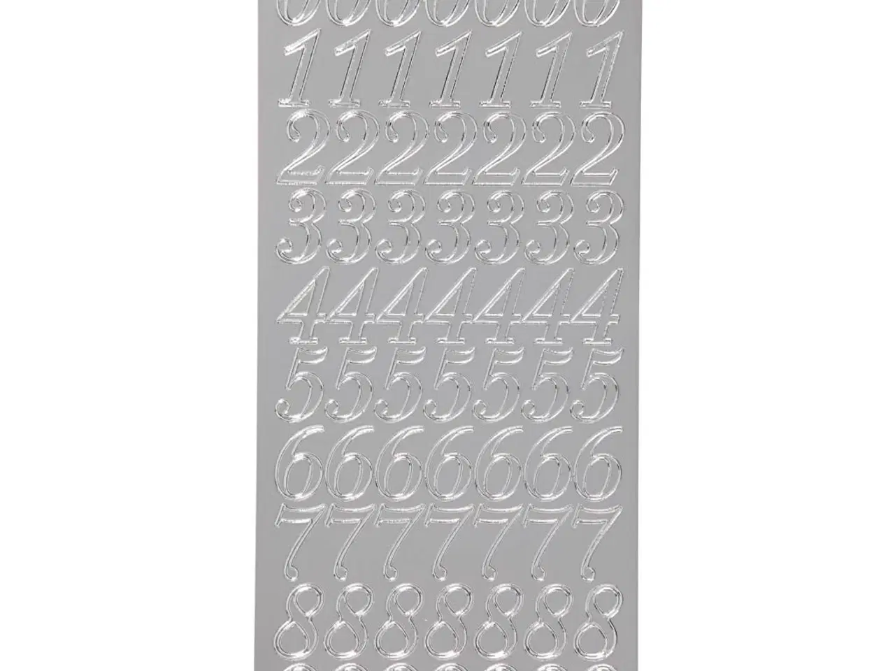 Billede 1 - Sølv Tal Stickers 10x23 cm - Selvklæbende Ark
