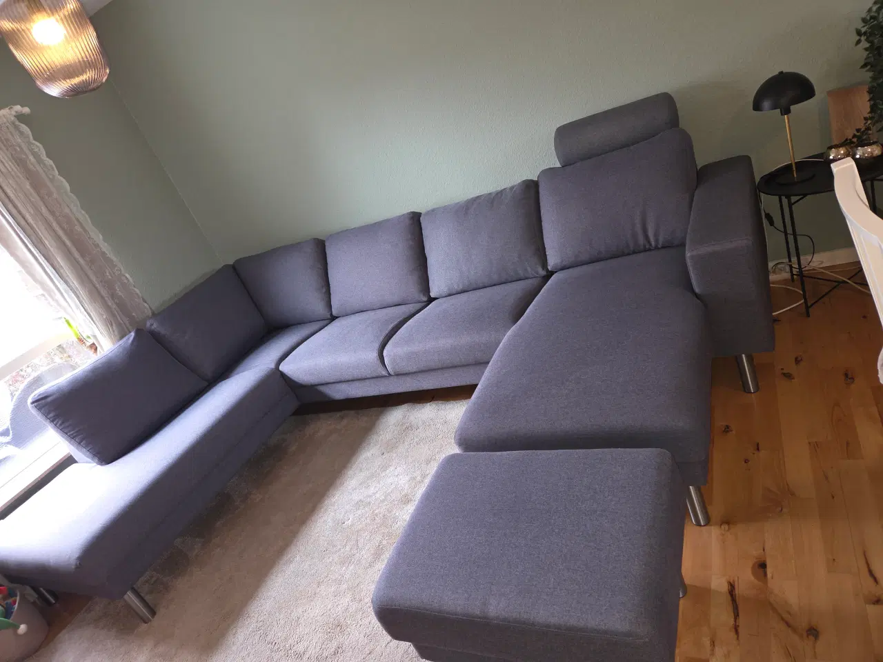 Billede 2 - U sofa, sofa med 2 chaiselong puff og nakkestøtte