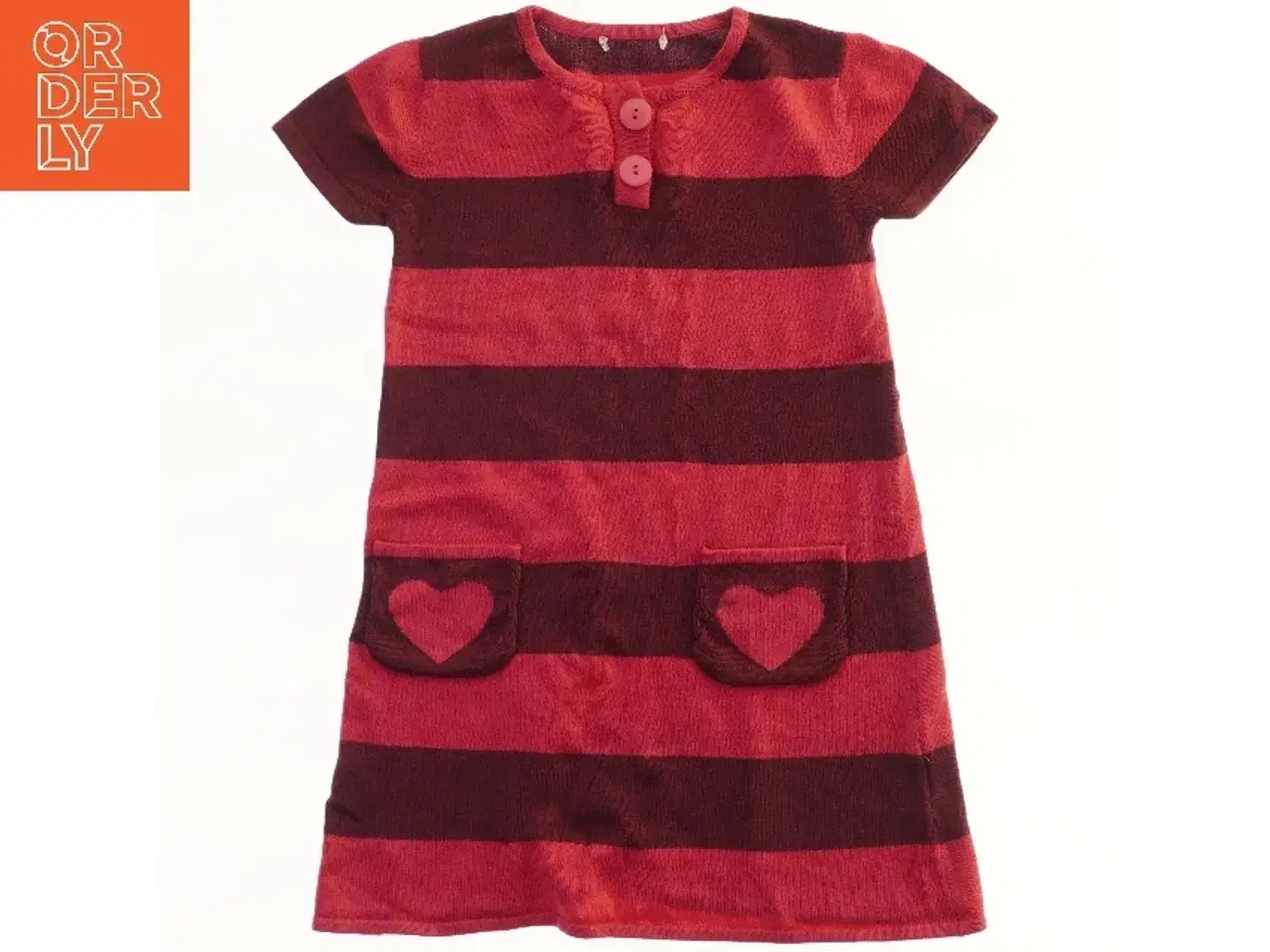 Billede 2 - Strikket kjole med striber og lommer (str.  bryst 32, længde 60 cm)