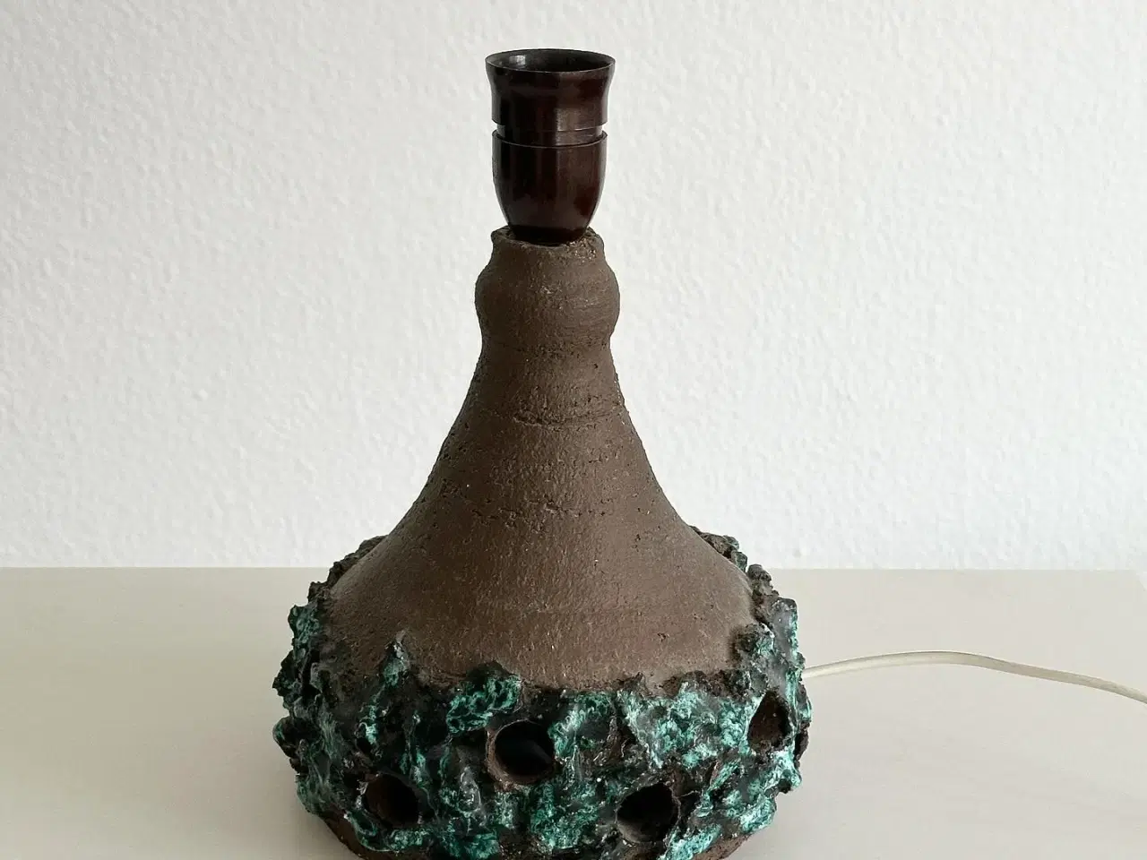 Billede 3 - Lampefod, keramik m blågrøn glasur, NB