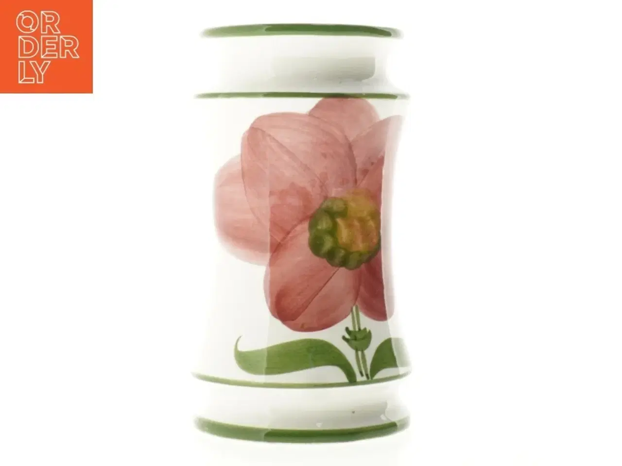 Billede 1 - Blomsterdesignet porcelænsvase (str. 20 x 11 cm)