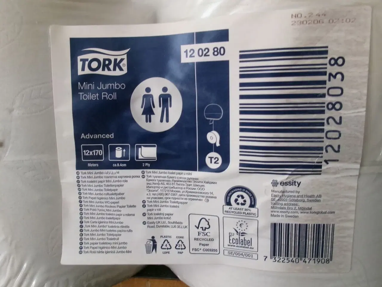 Billede 2 - 12 ruller toiletpapir t/ dispenser T2 TORK Mini Jumbo