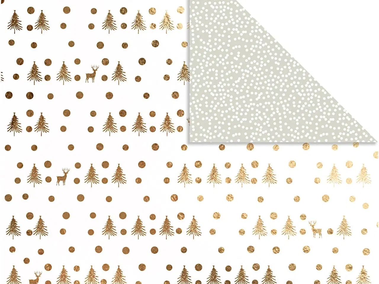 Billede 1 - Designpapir, hjorte og prikker, ark 30,5x30,5 cm, 180 g, guld, 3ark/ 1 pk.