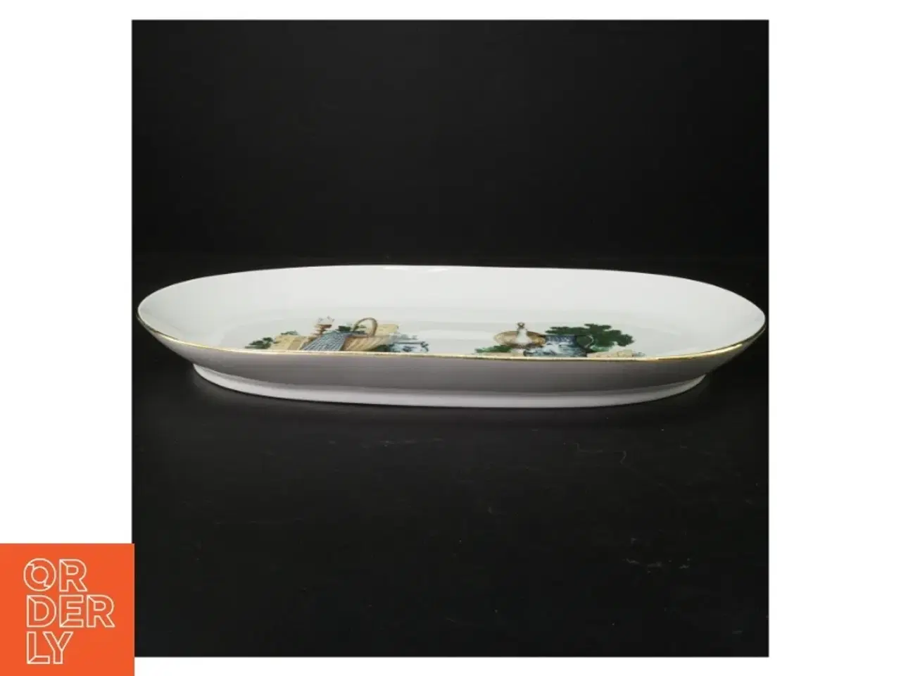 Billede 3 - Porcelænsfad med ost og vin motiv (str. 30 x 22 cm)
