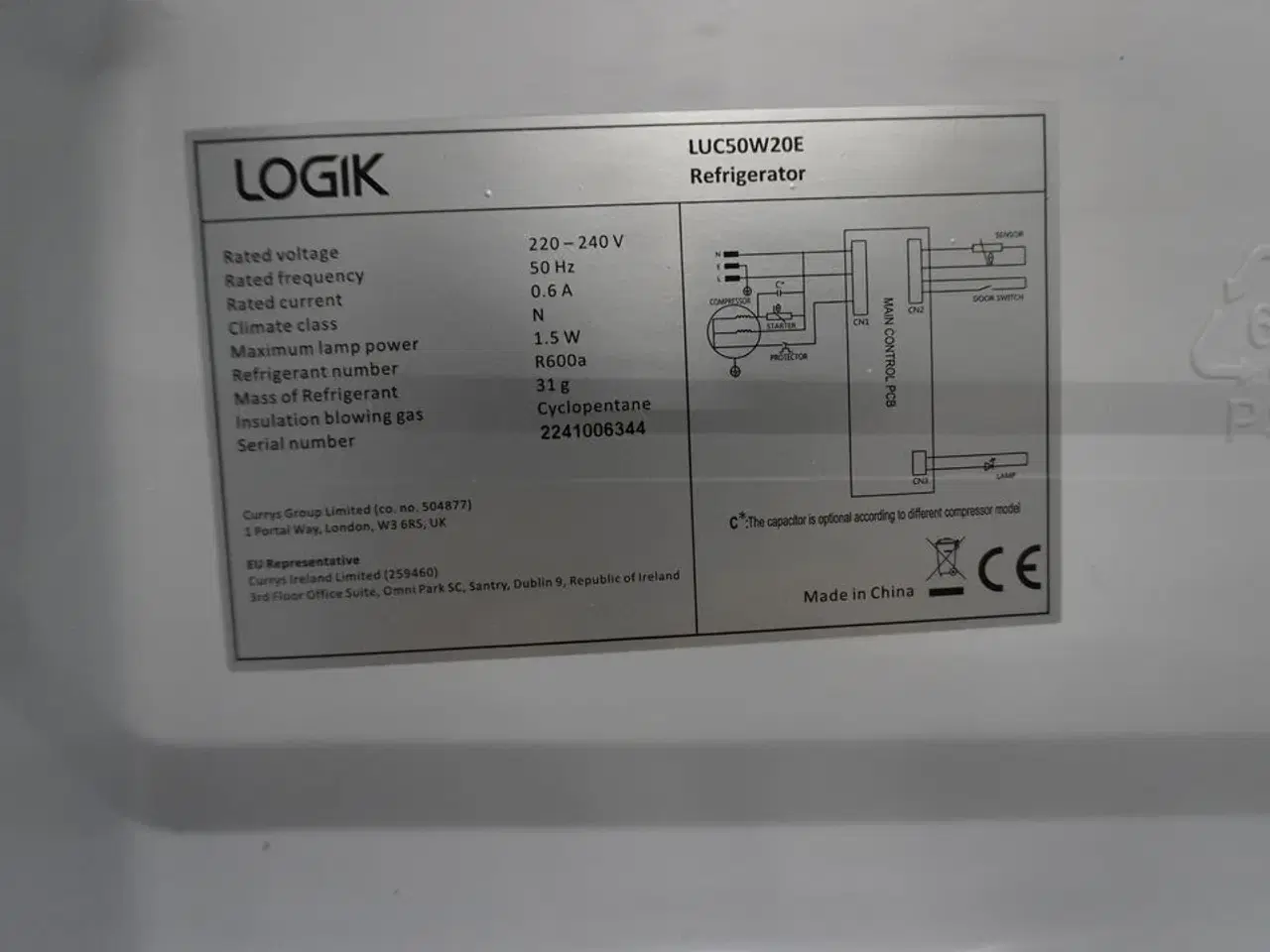 Billede 3 - Køle-/Fryseskab og mikrobølgeovn LOGIK/WASCO