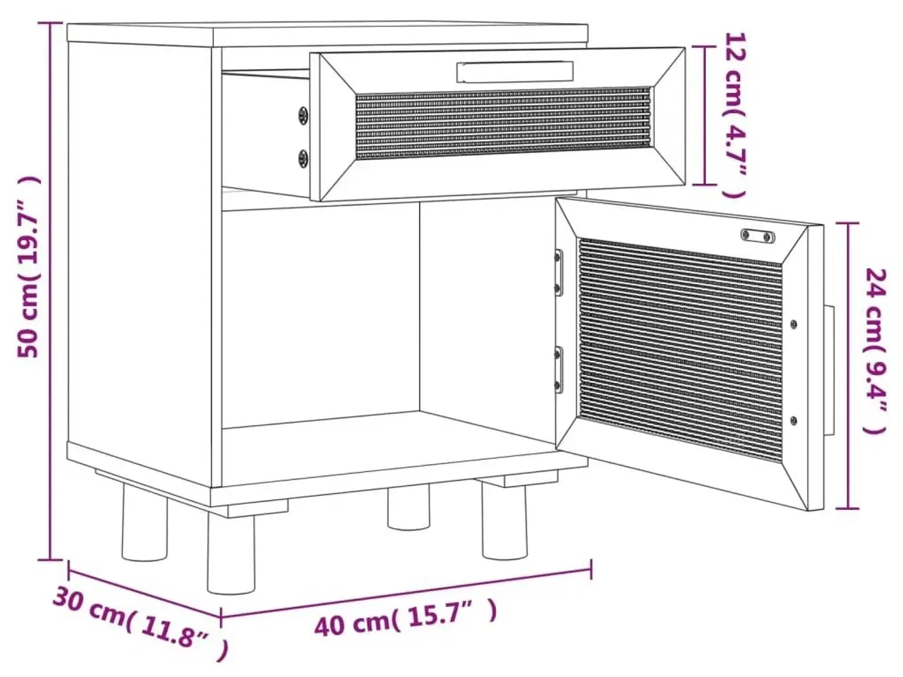 Billede 8 - Sengebord massivt fyrretræ og naturlig rattan brun