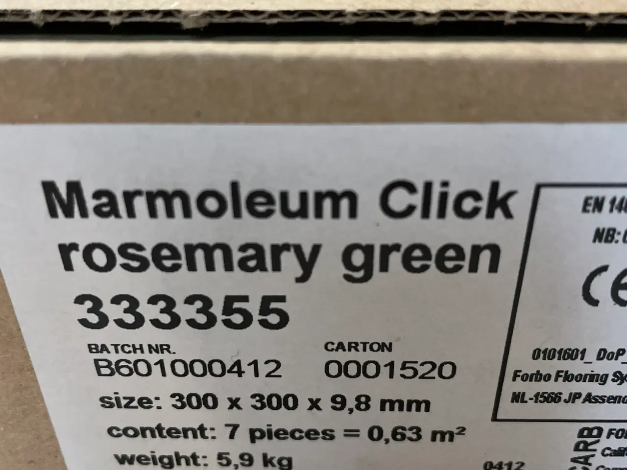 Billede 5 - Forbo linoleumsgulv rosemary green marmoleum click 30x30 cm