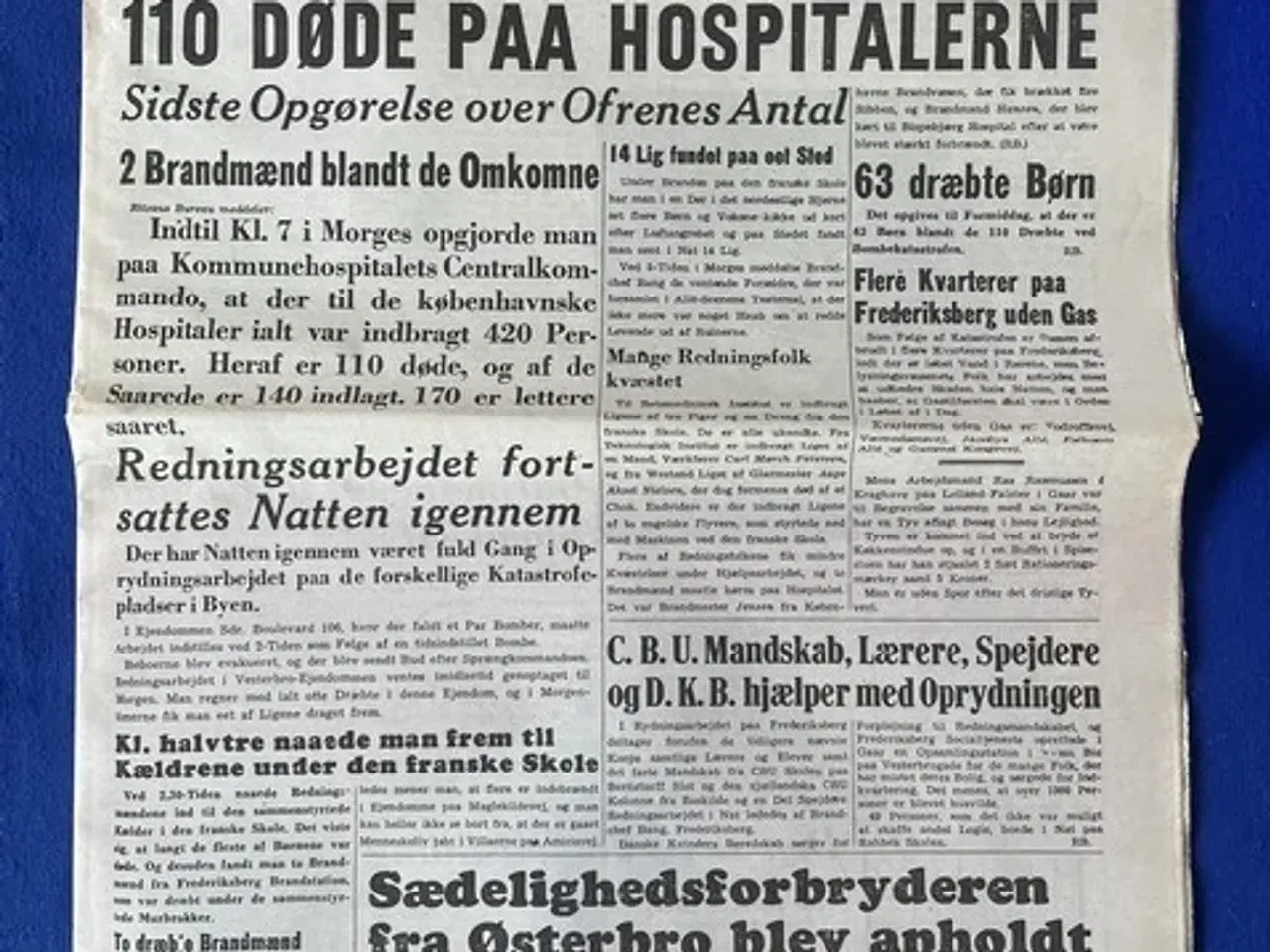 Billede 1 - Avis - B.T.  - 22. Marts 1945 - 110 Døde paa Hospitalerne
