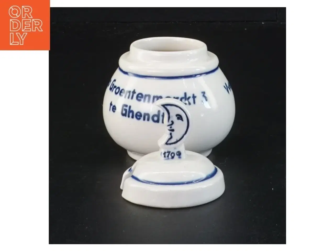 Billede 4 - Porcelænskrukke med blåt mønster (str. 10 x 7 cm)