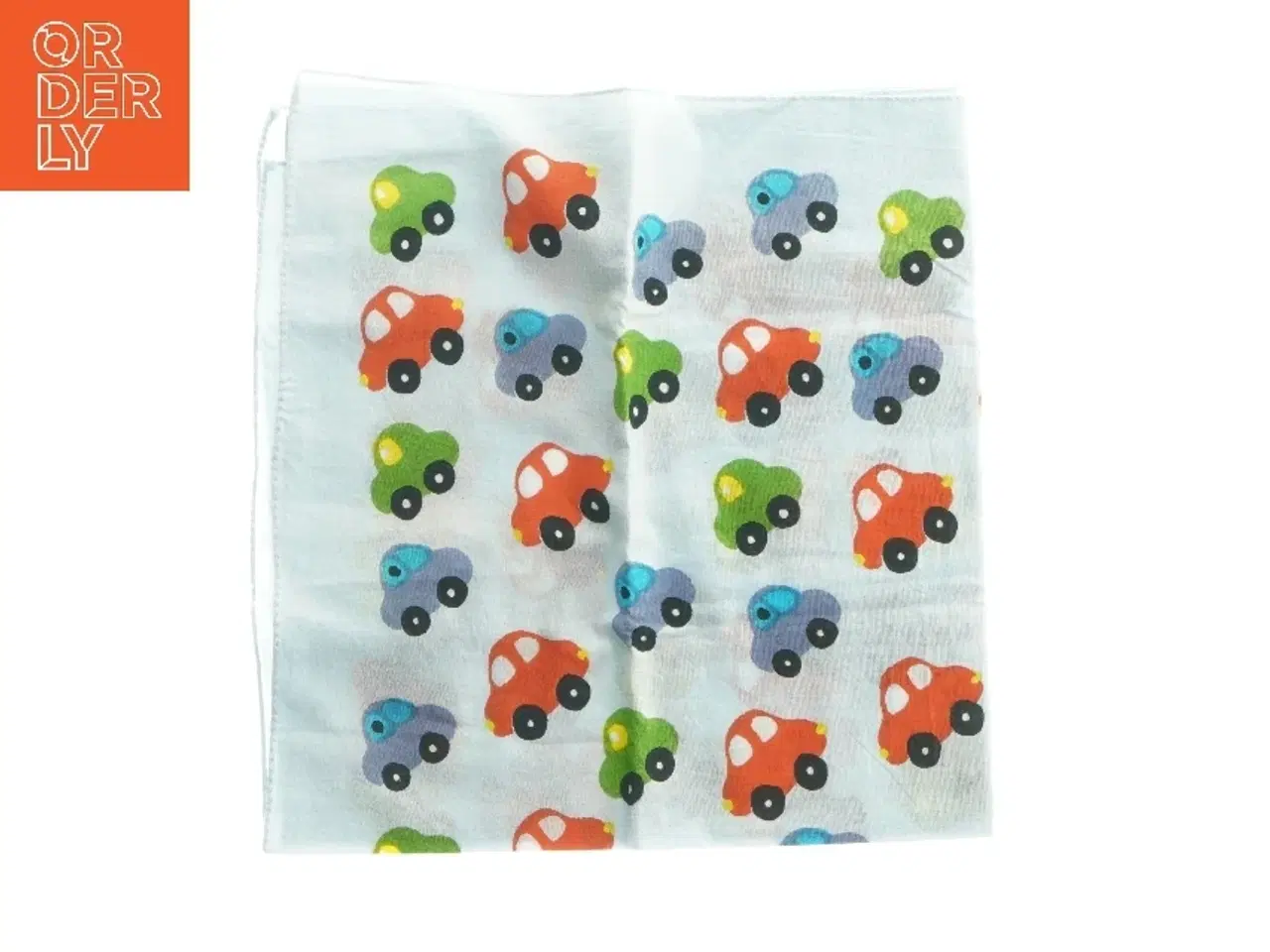 Billede 1 - Børnetørklæde med bilmotiv (str. 56x52 cm)