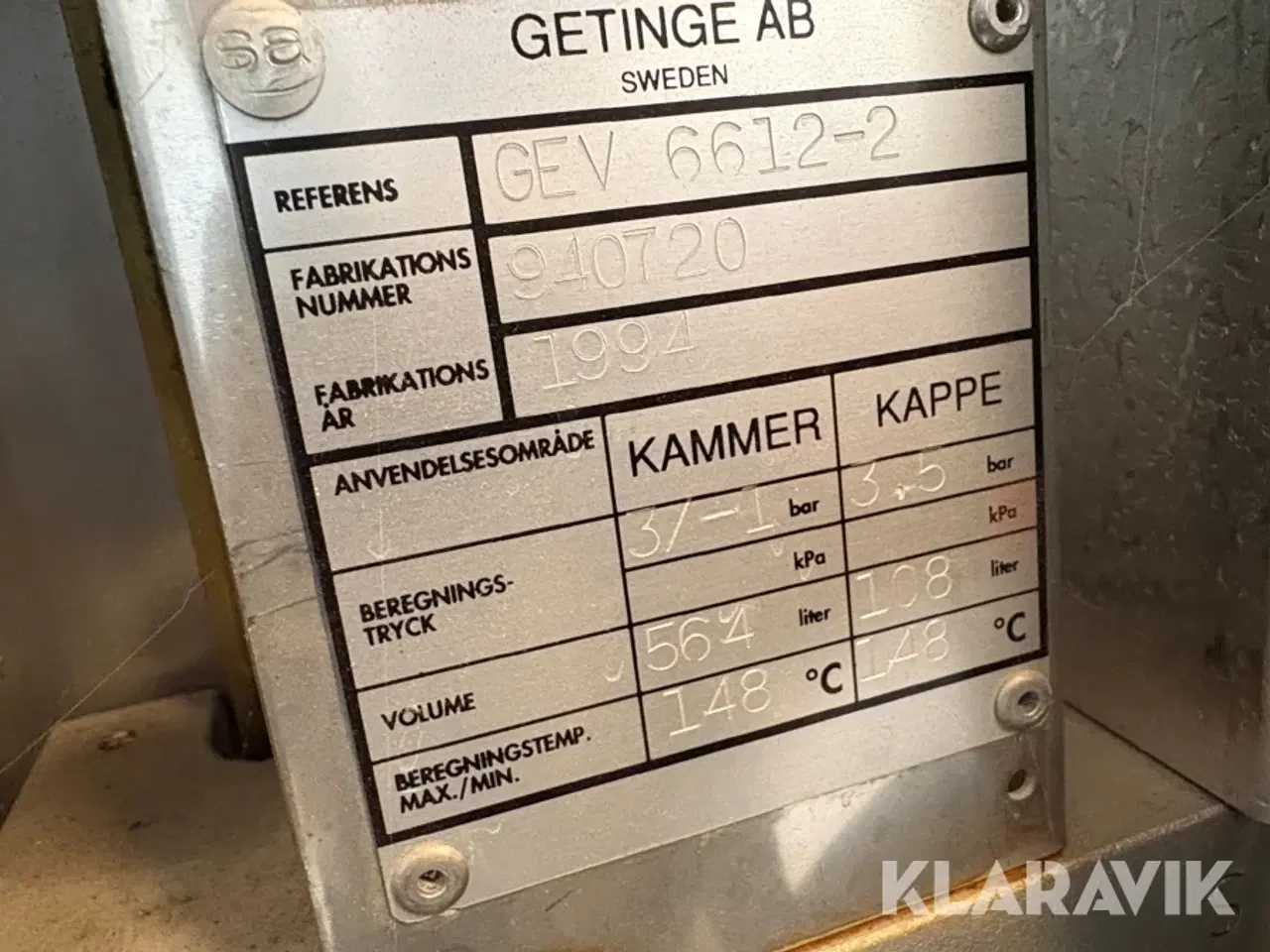Billede 5 - Autoklave Getinge GEV 6612-2