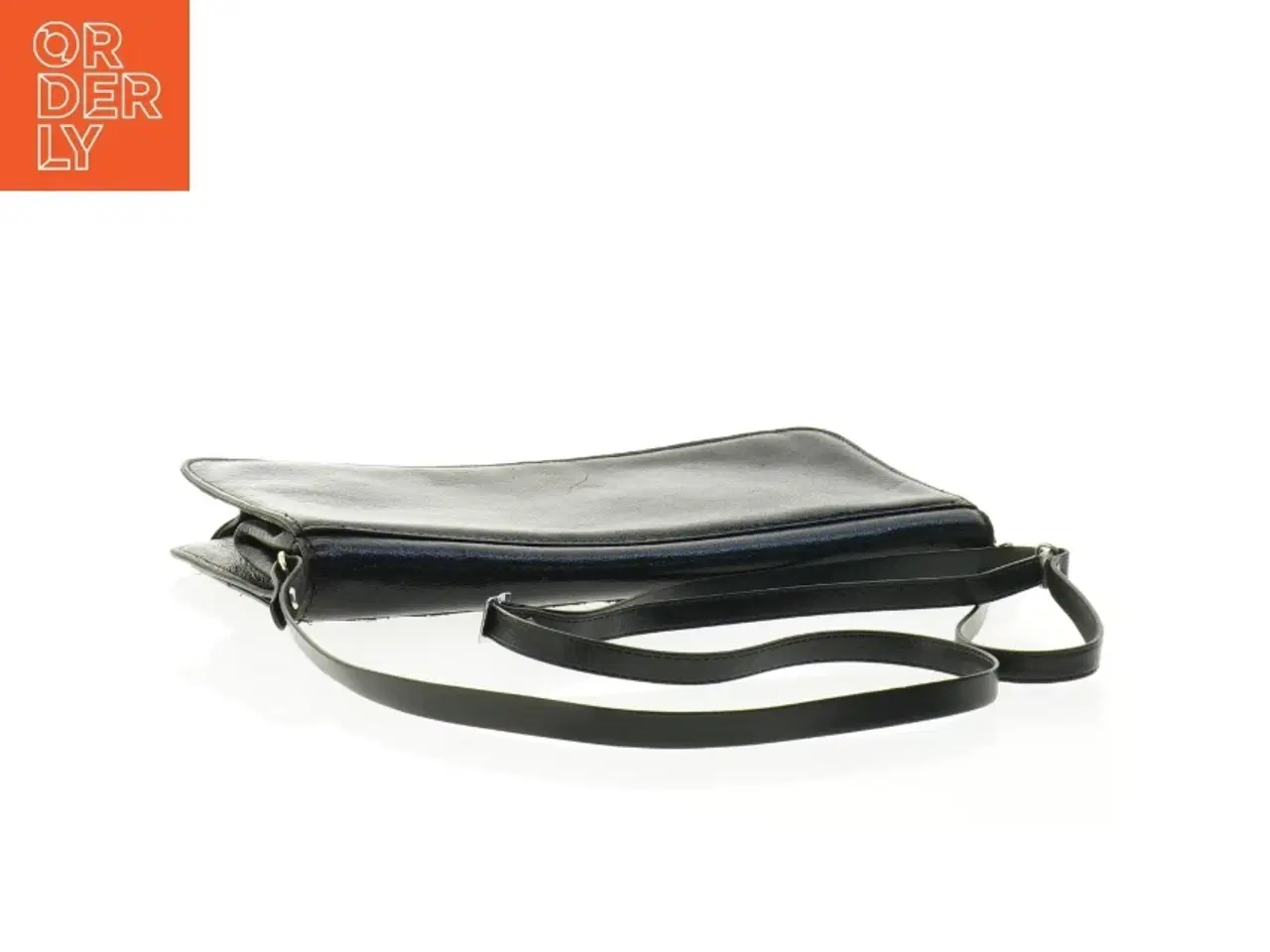 Billede 5 - Sort vintage skuldertaske i læder (str. 29 x 15 cm)