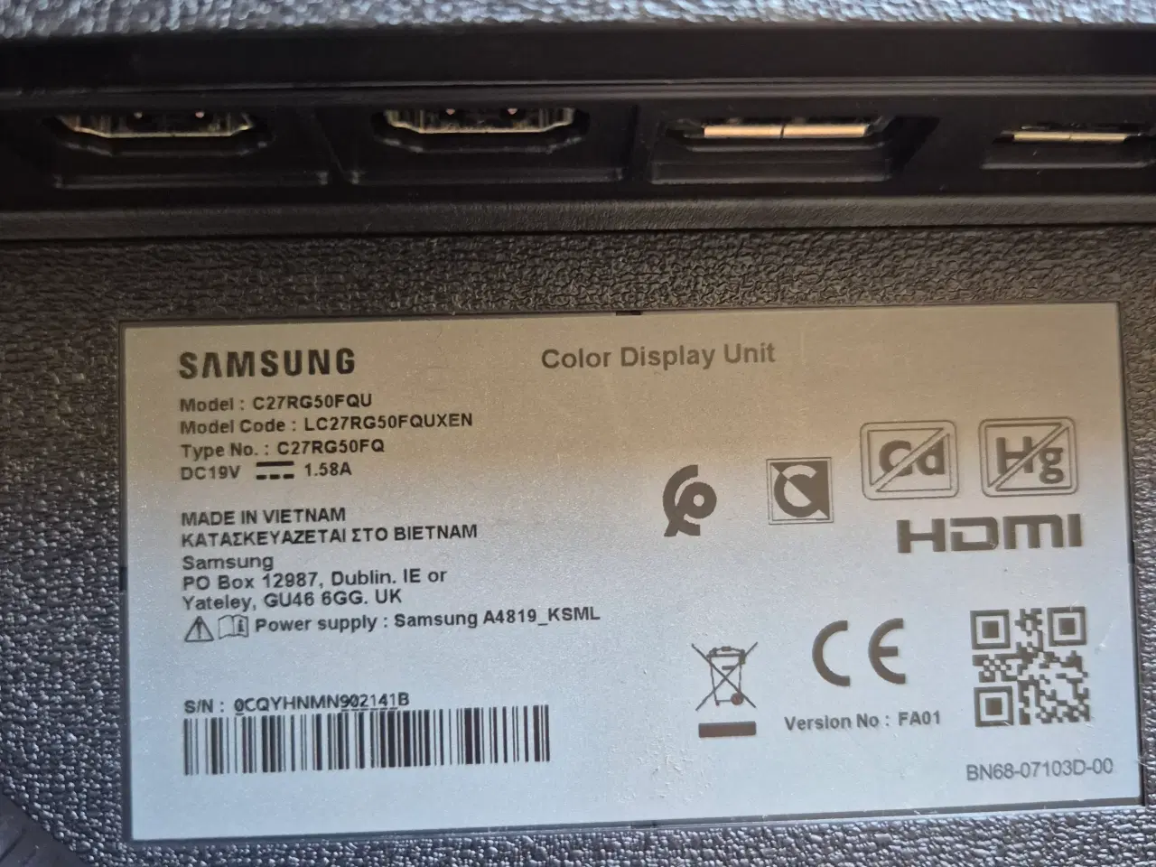 Billede 2 - Samsung C27RG50FQU 27″ – Kurvet LED skærm – 240Hz