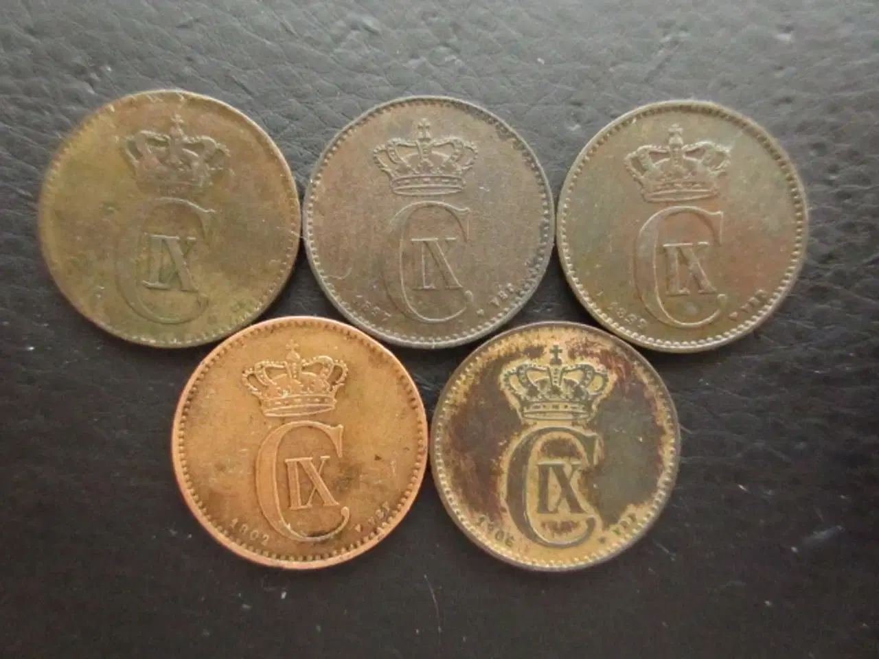 Billede 1 - Danmark 2 ører 1874-1906 Chr. IX 5 stk