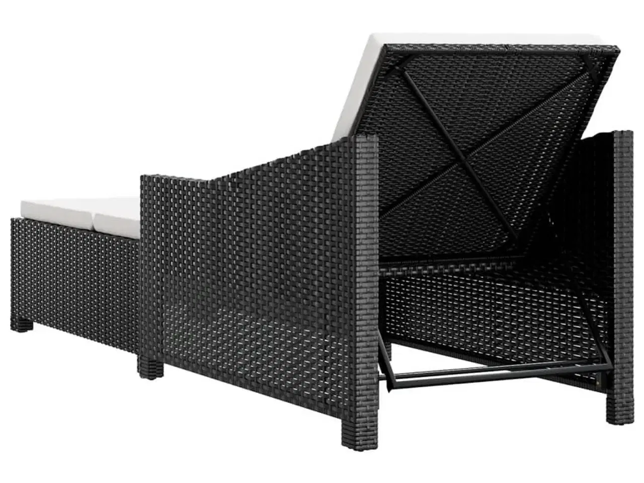 Billede 4 - Liggestol med cremefarvet hynde polyrattan sort