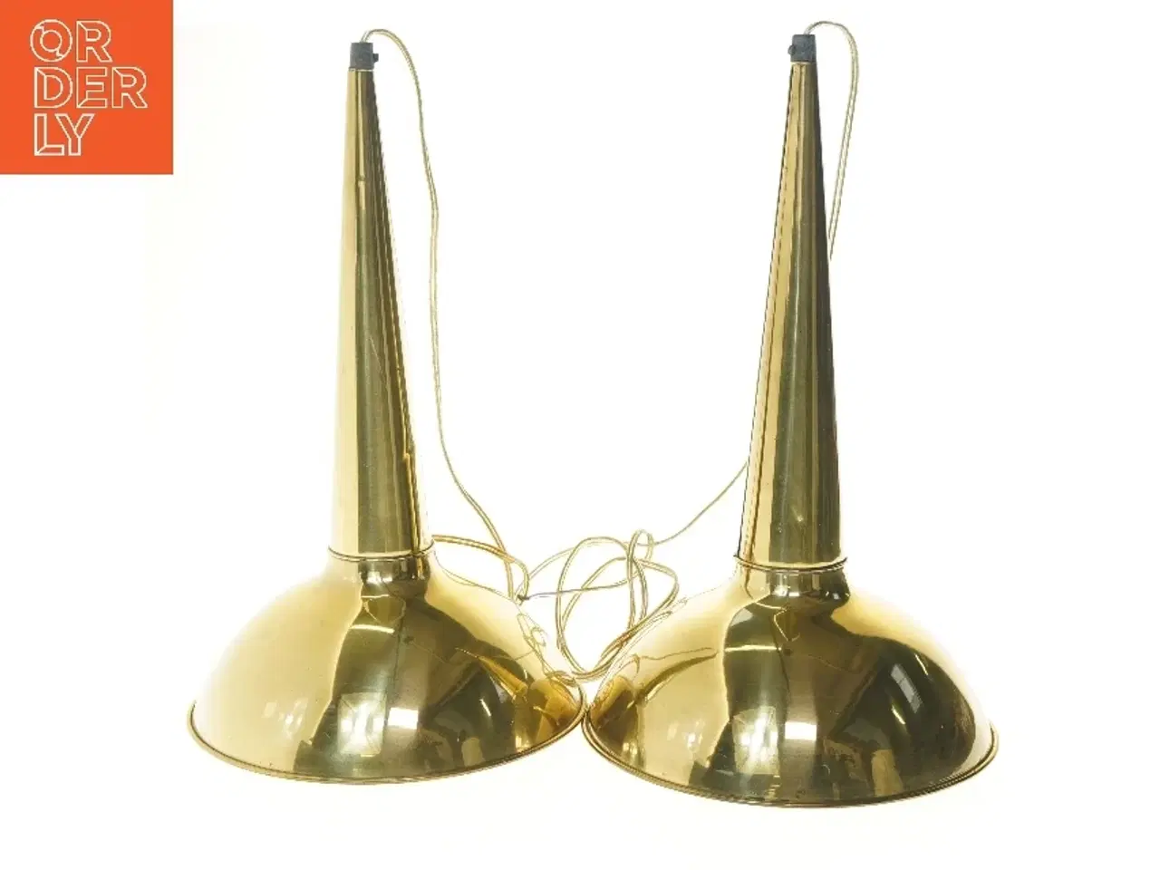 Billede 1 - Sæt med messing pendel loftlampe (str. 2 styk, 40x25 cm)