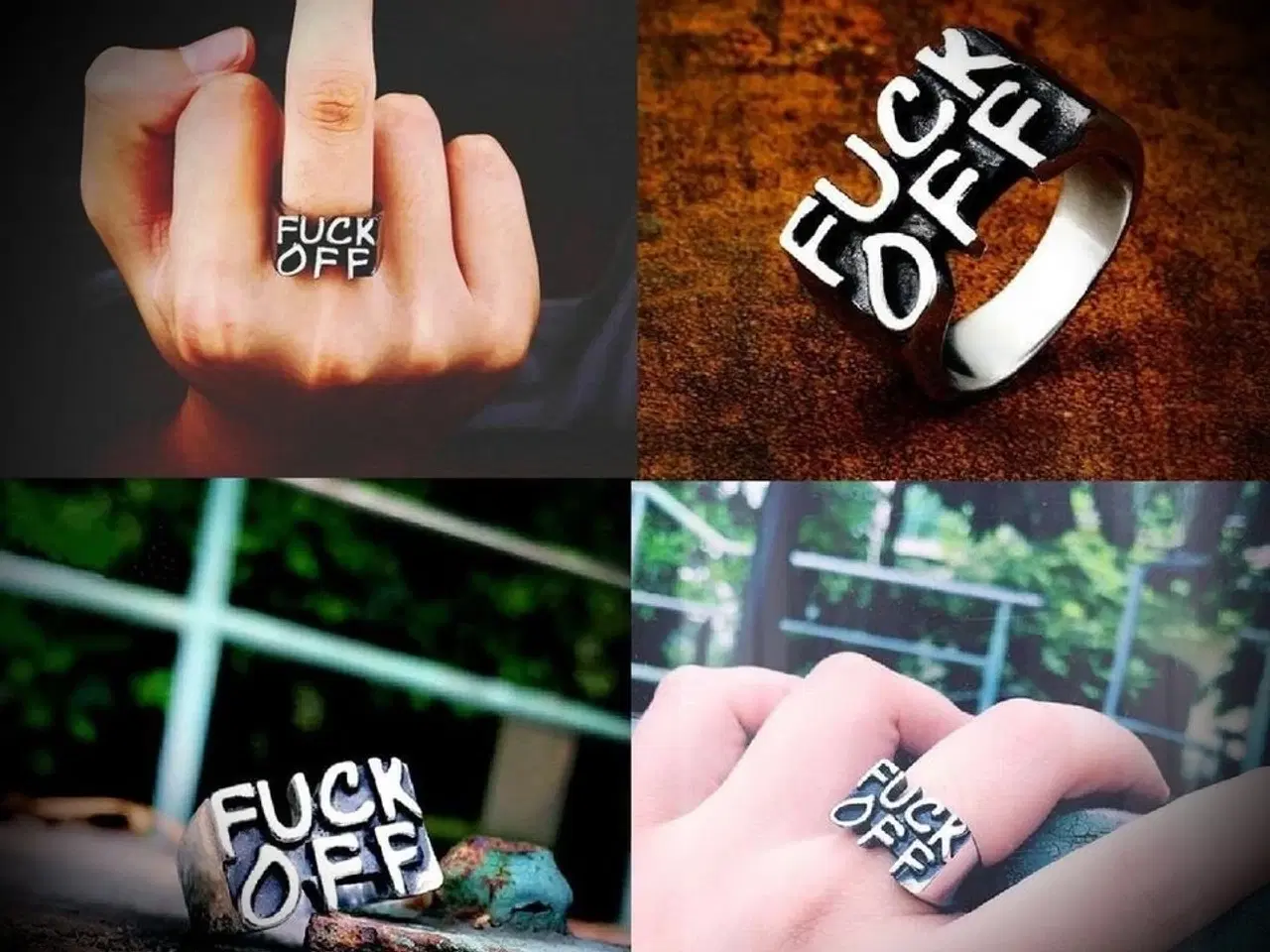 Billede 1 - * Sej fingerring - Fuck Off- i Tibetansk Sølv