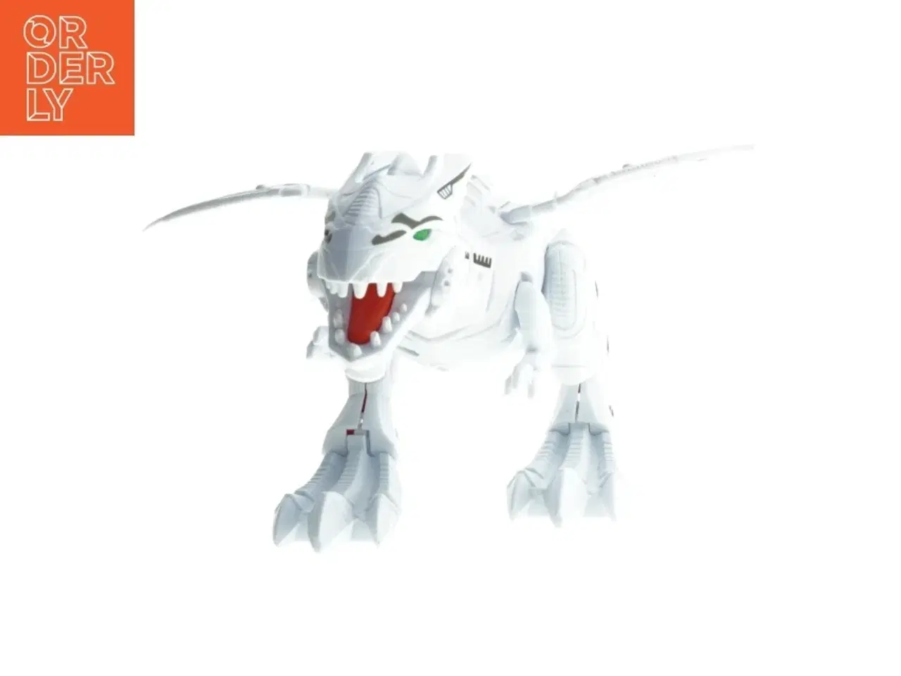 Billede 2 - Hvid legetøjsdinosaur (str. 32 cm)