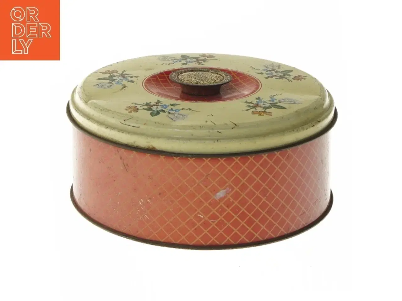 Billede 1 - Dekorativ rund metal dåse (str. Ø 20 cm højde 9 cm)