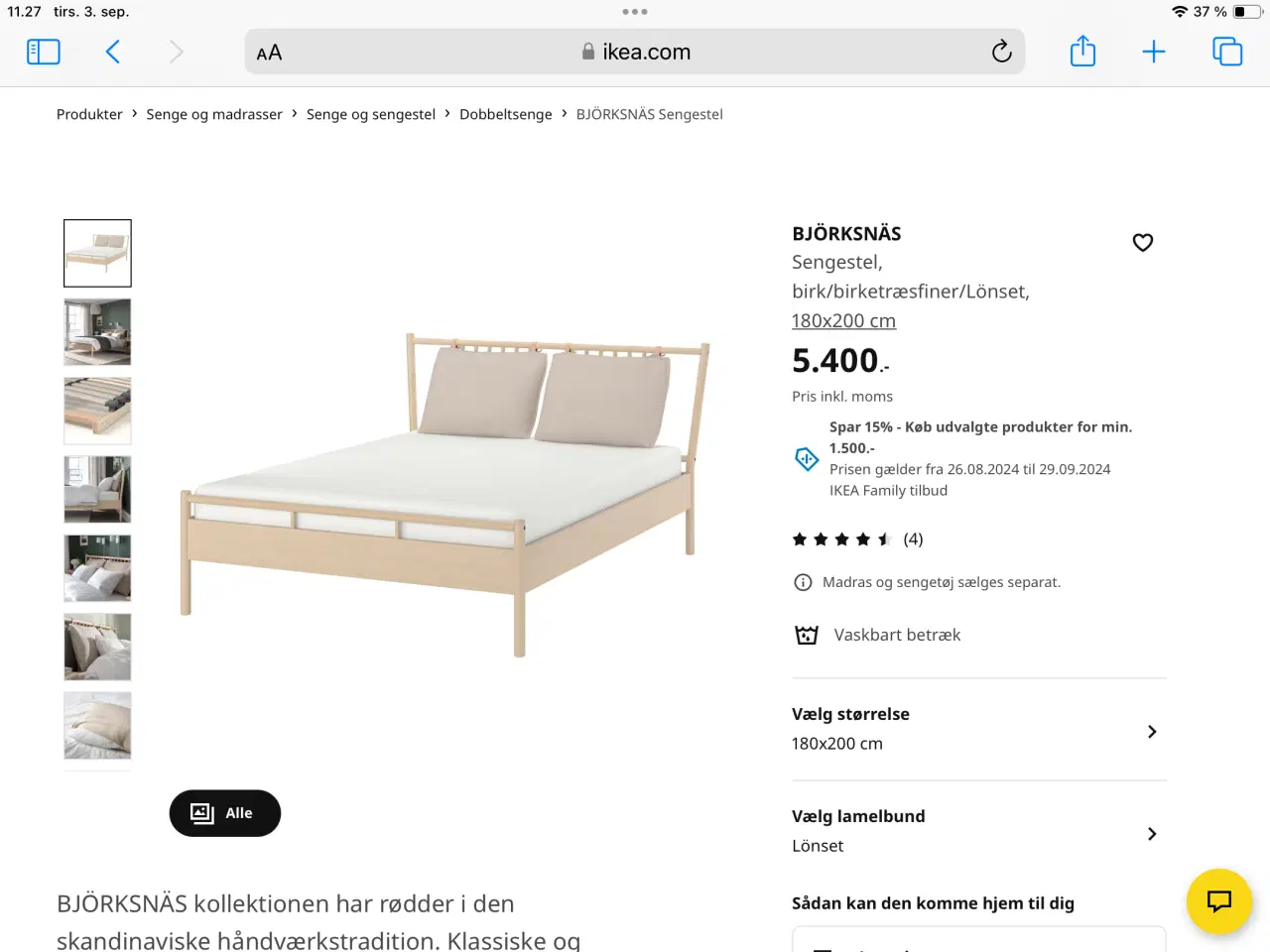 Billede 2 - Sengestel m lamelbunde Ikea