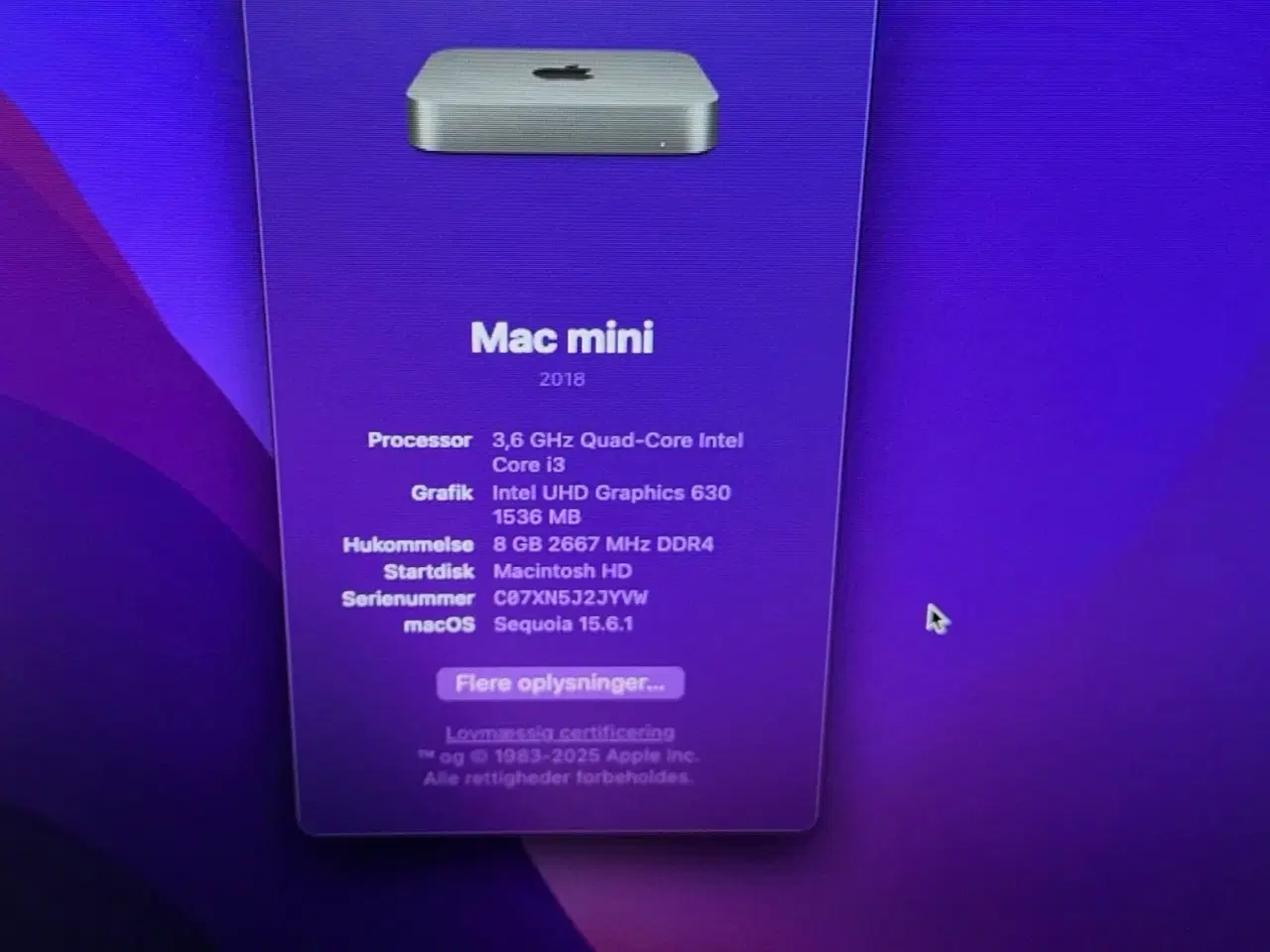 Billede 2 - Apple Mac mini 2018 - 128GB SSD - 8GB RAM