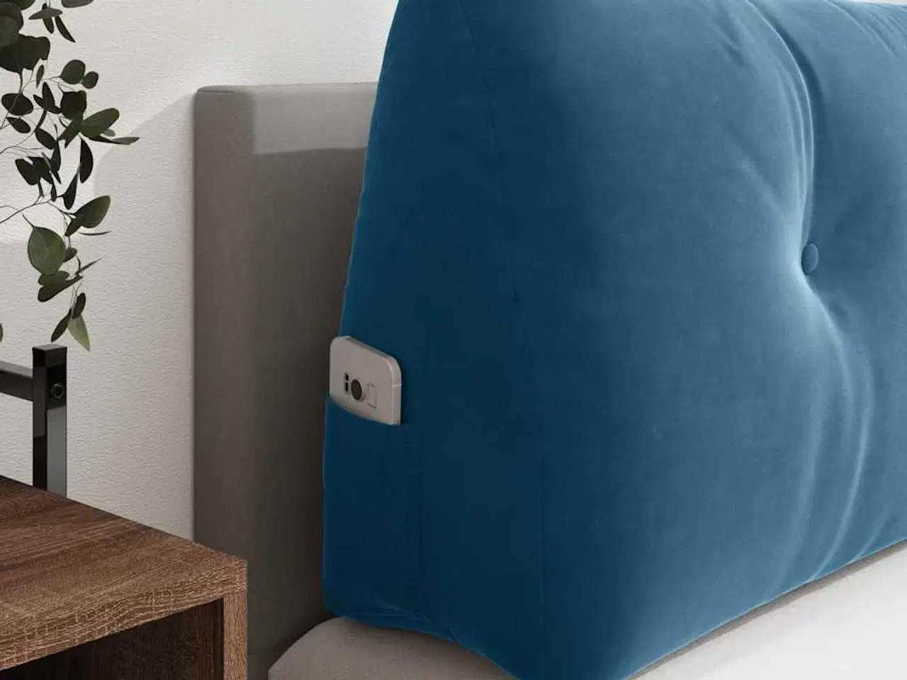 Billede 5 - Rygpude Blå 140 x 24 x 50 cm Fløjl