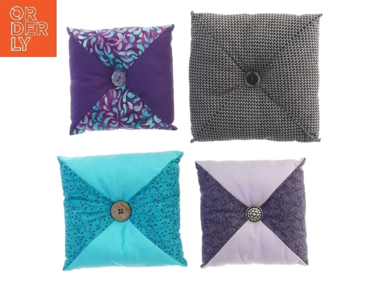 Billede 1 - Fire dekorative nåle puder (str. 12-15 cm)