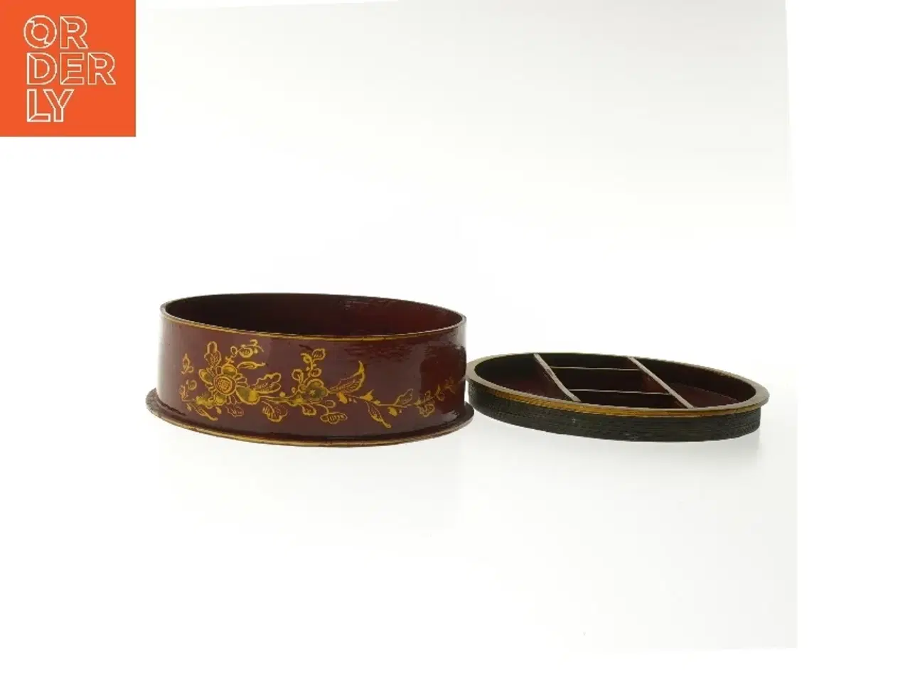 Billede 3 - Dekorativ rund opbevaringsæske til smykker mm. (str. Ø 20 cm)