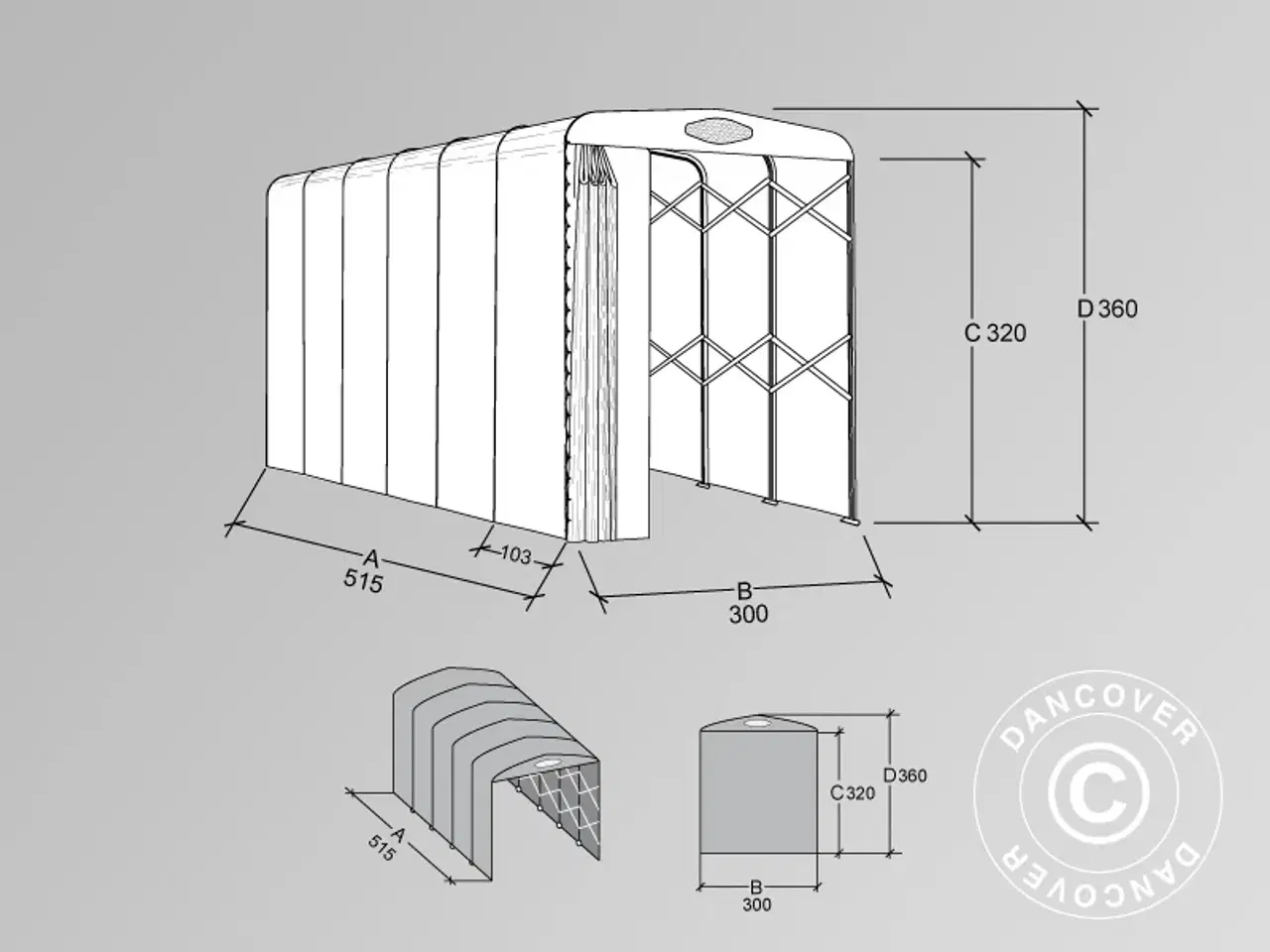 Billede 2 - Foldetunnelgarage (Campingvogn), 3x5,15x3,6m, Hvid