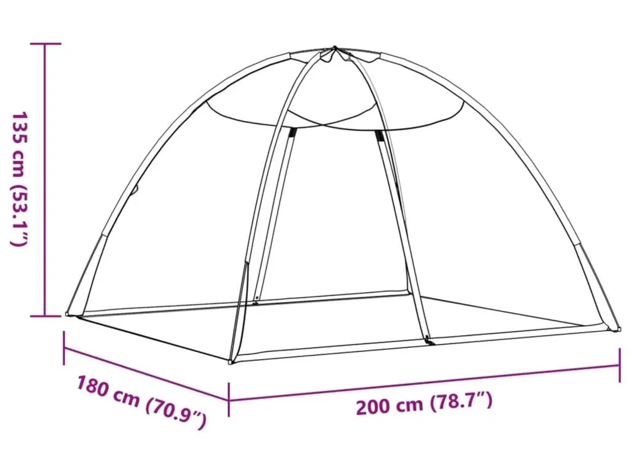 Billede 8 - Myggenet med døre 200x180x135 cm trådnet sort
