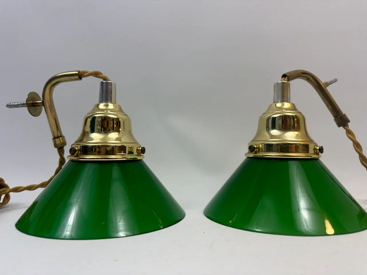 Billede 4 - Vintage lamper i messing og grønt glas