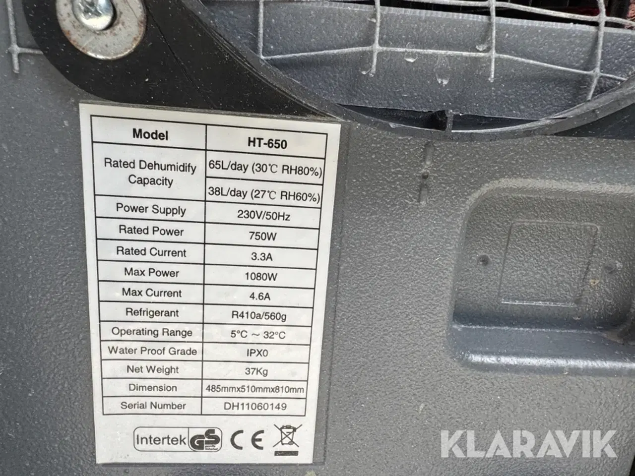 Billede 2 - Affugter Intertek Ht650