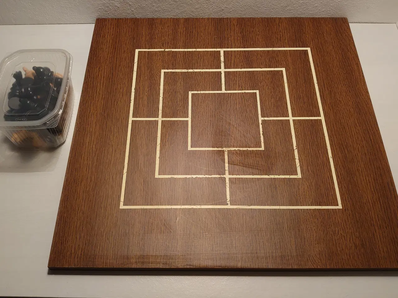 Billede 6 - Skakspil m. Mølle. Træbrikker. Plademål: 46x46cm