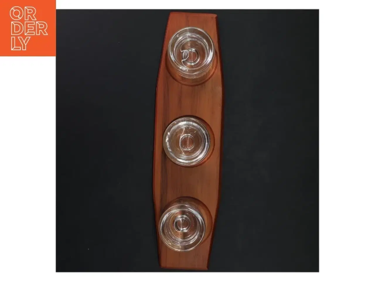 Billede 2 - Teak lysestage med glasindsatser (str. 35 cm)