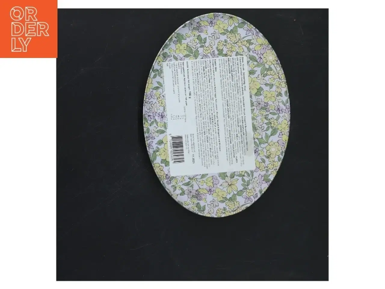 Billede 2 - Rund metal æske med blomsterprint fra Magasin du Nord (str. 18x13x4 cm)