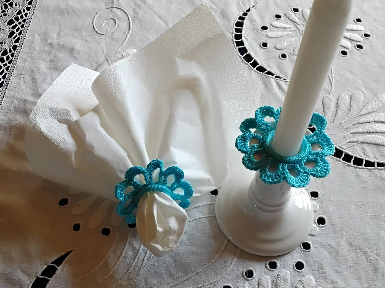 Billede 1 - 6 stk  + 12 stk servietringe / lysmanchetter - nye