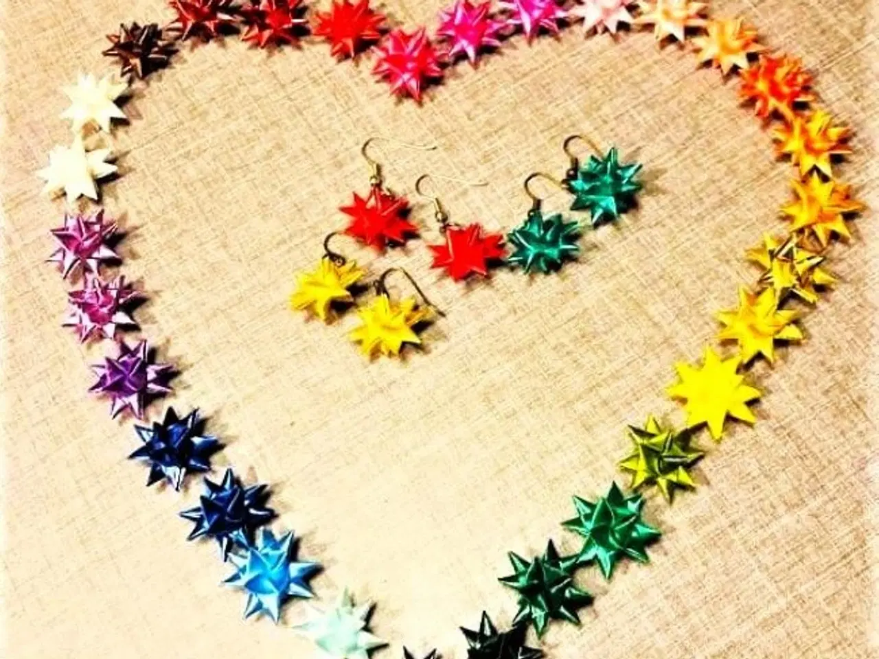 Billede 4 - Blå øreringe med flettede stjerner